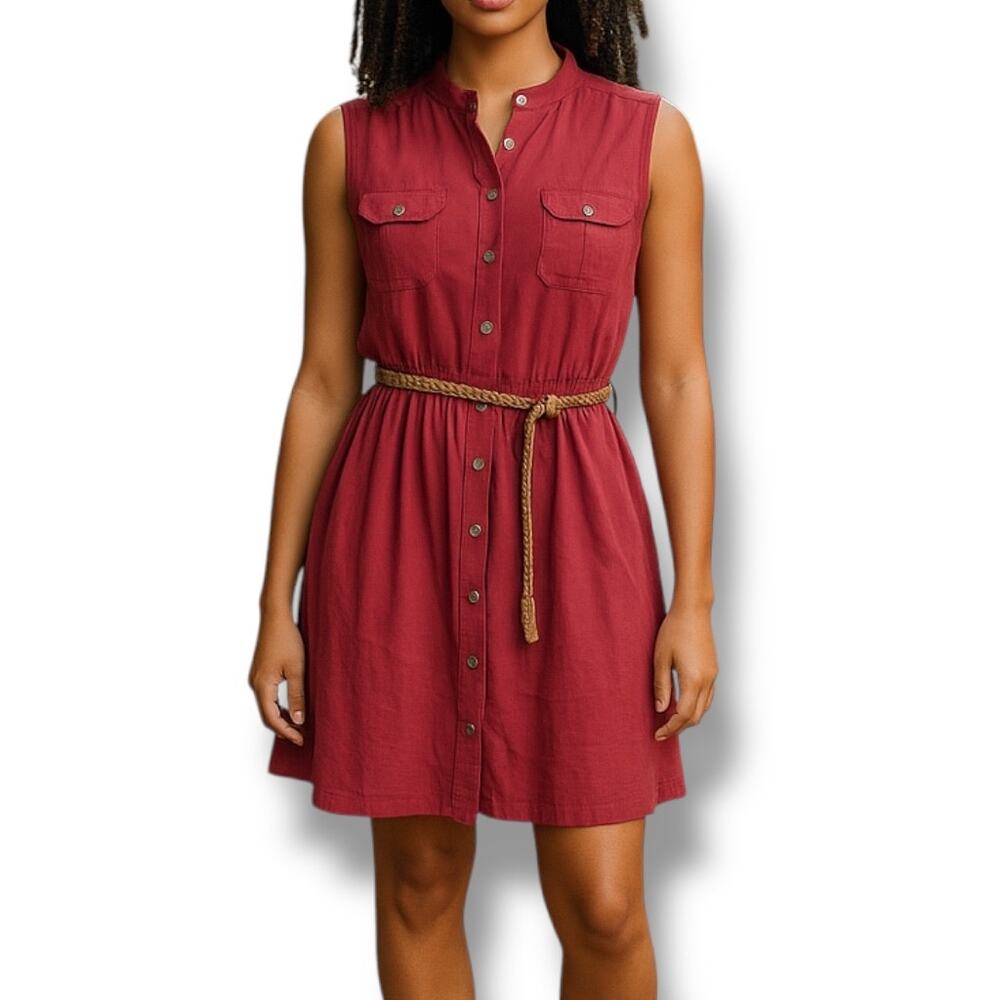 NWT 1st Kiss Sleeveless Red Midi Button Up Shirtdress Size 2X